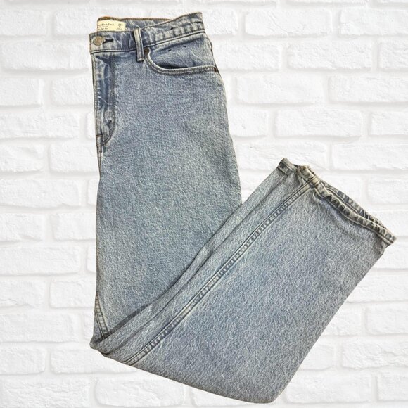 Abercrombie & Fitch 90s Straight Ultra High Rise Jeans Sz 8 Short Retro Style - Picture 1 of 6